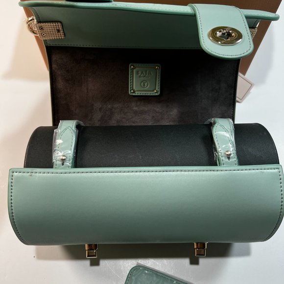 Saia London The Emmeline Yoga Mat Bag Teal New Vegan Faux Leather Shoulder Strap - Picture 10 of 16